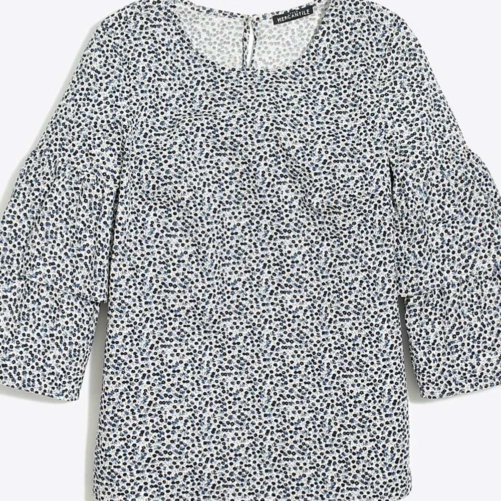 J. Crew Black and White Bell Sleeve Blouse